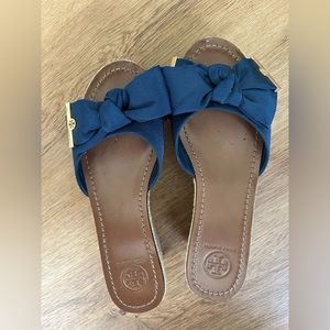 Tory Burch Penny Navy Cork Wedges